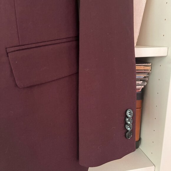 NWT H&M Skinny Fit Single-Breasted Jacket Burgundy 38R - Picture 7 of 10
